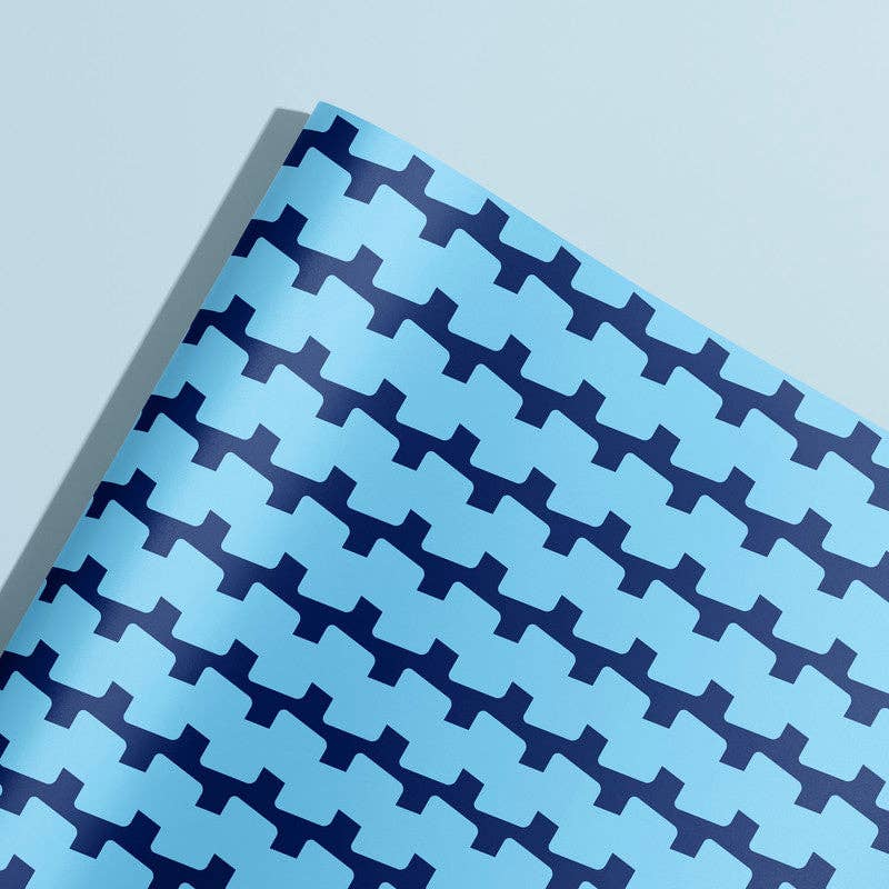 Block Shapes Blue Gift Wrap | Wrapping Paper