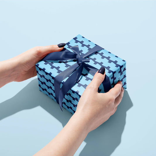 Block Shapes Blue Gift Wrap | Wrapping Paper