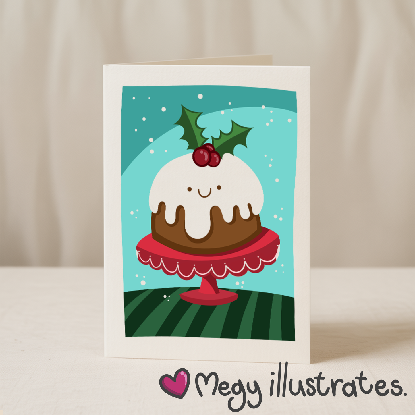 Christmas Pudding 5x7/A6 card - Collab X MI: Card Clasp (Plastic Free) / A6