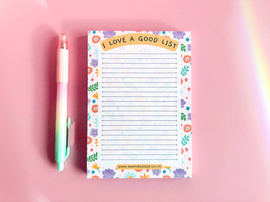 A6 Lined Notepad, 100 Page Notepad, Cute Stationery