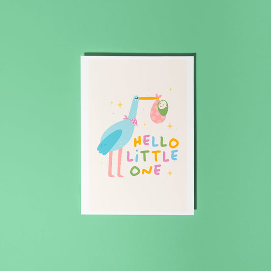 Hello Little One Card - New Baby Card - A6 Greetings Card