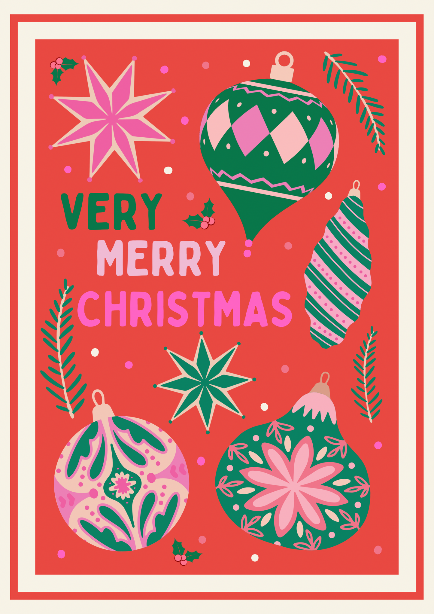 Very Merry Christmas A6/5x7 Christmas card: Card Clasp (Plastic Free) / A6