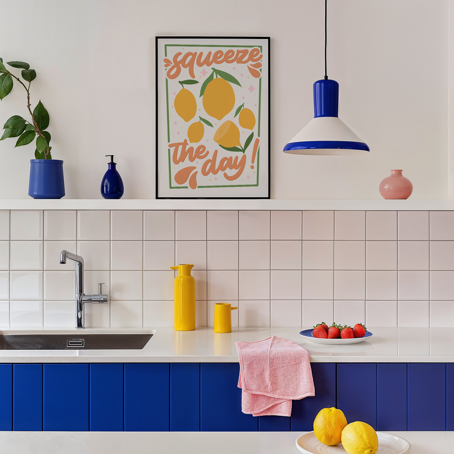 Squeeze The Day Print - Kitchen Wall Art - Fruit Decor: A4 (8.3x11.7”)